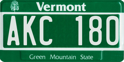 VT license plate AKC180