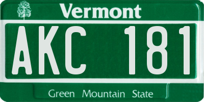VT license plate AKC181