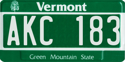 VT license plate AKC183