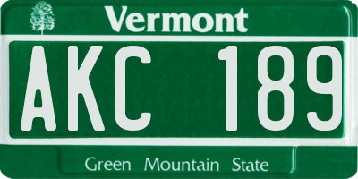 VT license plate AKC189