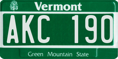 VT license plate AKC190