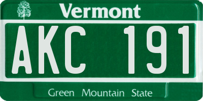 VT license plate AKC191