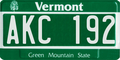 VT license plate AKC192