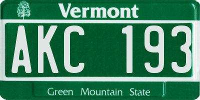 VT license plate AKC193