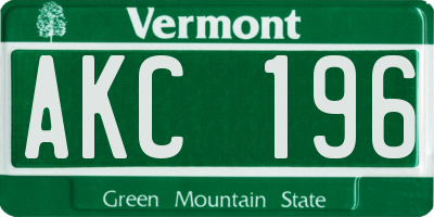 VT license plate AKC196