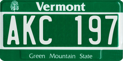 VT license plate AKC197