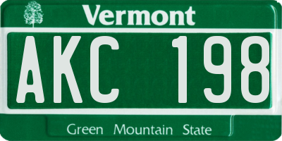 VT license plate AKC198