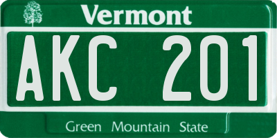 VT license plate AKC201