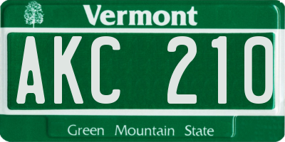 VT license plate AKC210