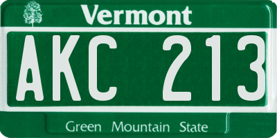 VT license plate AKC213