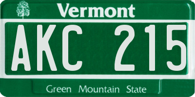 VT license plate AKC215