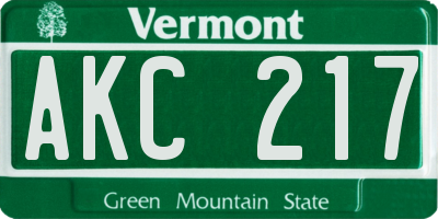 VT license plate AKC217