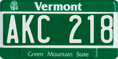 VT license plate AKC218