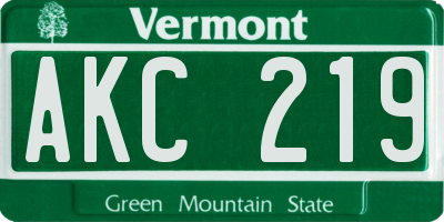VT license plate AKC219