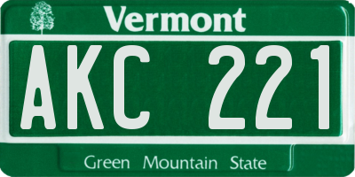 VT license plate AKC221