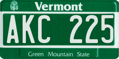 VT license plate AKC225