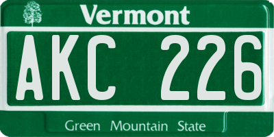 VT license plate AKC226