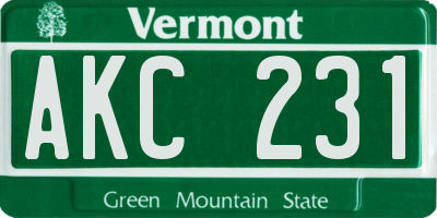 VT license plate AKC231