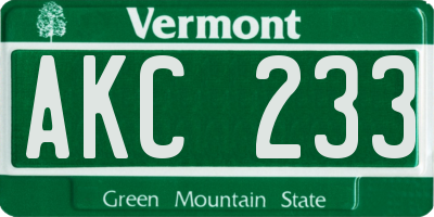 VT license plate AKC233