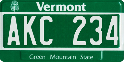 VT license plate AKC234