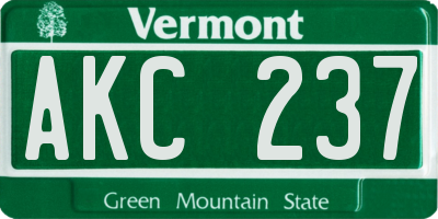 VT license plate AKC237