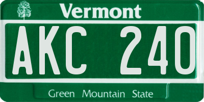 VT license plate AKC240