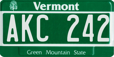 VT license plate AKC242