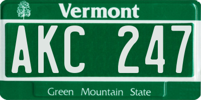 VT license plate AKC247