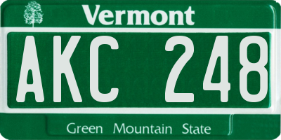 VT license plate AKC248