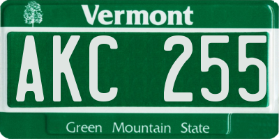 VT license plate AKC255
