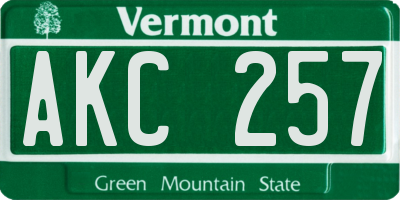VT license plate AKC257
