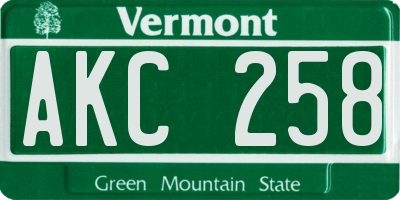 VT license plate AKC258