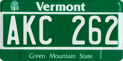 VT license plate AKC262