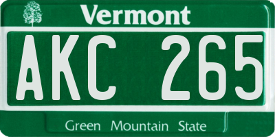 VT license plate AKC265