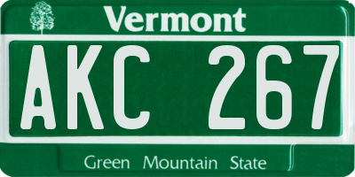 VT license plate AKC267