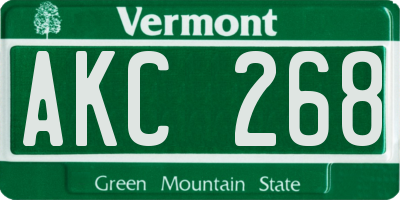VT license plate AKC268
