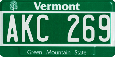 VT license plate AKC269
