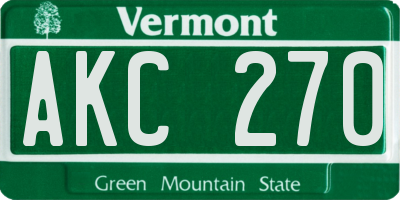 VT license plate AKC270