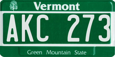 VT license plate AKC273
