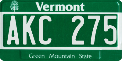 VT license plate AKC275