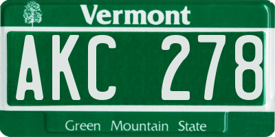 VT license plate AKC278