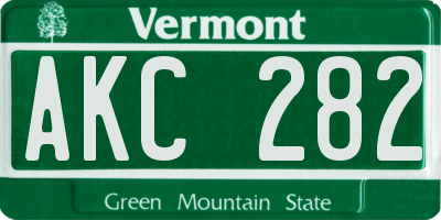 VT license plate AKC282