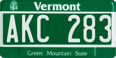 VT license plate AKC283