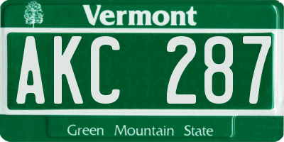 VT license plate AKC287