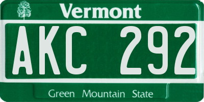 VT license plate AKC292