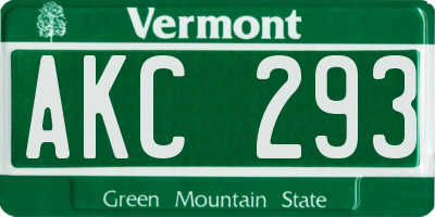 VT license plate AKC293