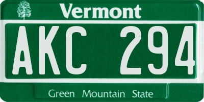VT license plate AKC294
