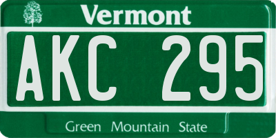 VT license plate AKC295