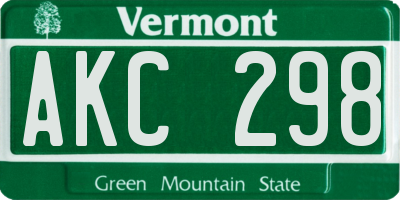 VT license plate AKC298