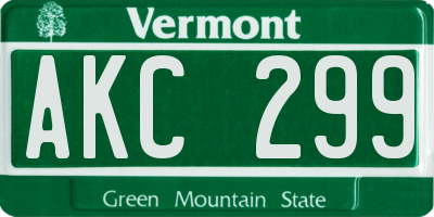 VT license plate AKC299